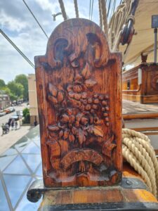 Wood carvings on upper deck