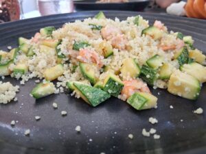 cous cous with shrimp and zucchini