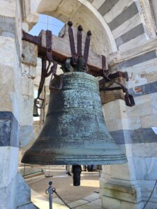 One of the bells at the top of the Tower of Pisa