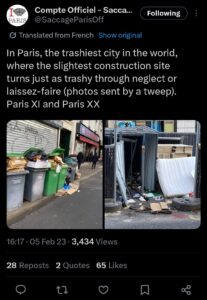 Tweet from Saccage Paris Off