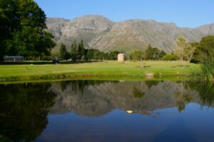 Beautiful reflections on the mountain range surrounding Waterford Estate